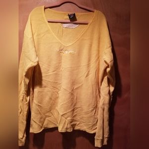 Harley Davidson yellow waffle knit long sleeve, plus size